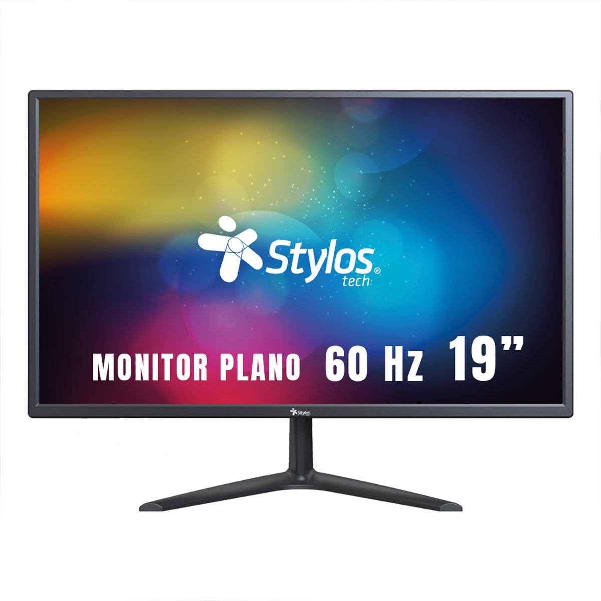 MONITOR LED STYLOS 19" (STPMOT3B) 1440*900 HD, PLANO, 60HZ, 5MS, VGA, HDMI, NEGRO