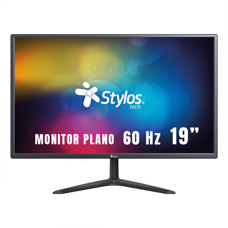 MONITOR LED STYLOS 19" (STPMOT3B) 1440*900 HD, PLANO, 60HZ, 5MS, VGA, HDMI, NEGRO-1