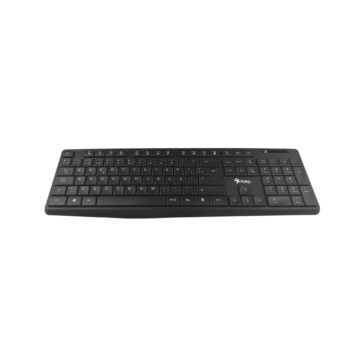TECLADO INALAMBRICO STYLOS (STPTEC4B) 105 TECLAS, MEMBRANA, USB, CONEXION 2.4GHZ, NEGRO