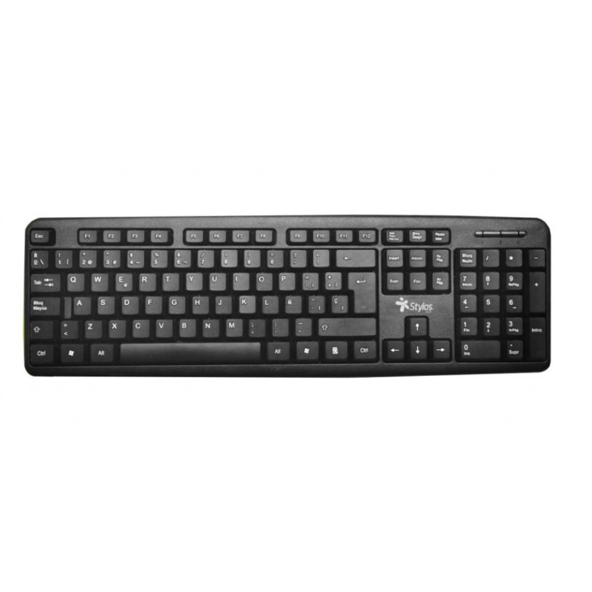 TECLADO ALAMBRICO STYLOS (STPTEC5B) MEMBRANA, 105 TECLAS, USB, NEGRO