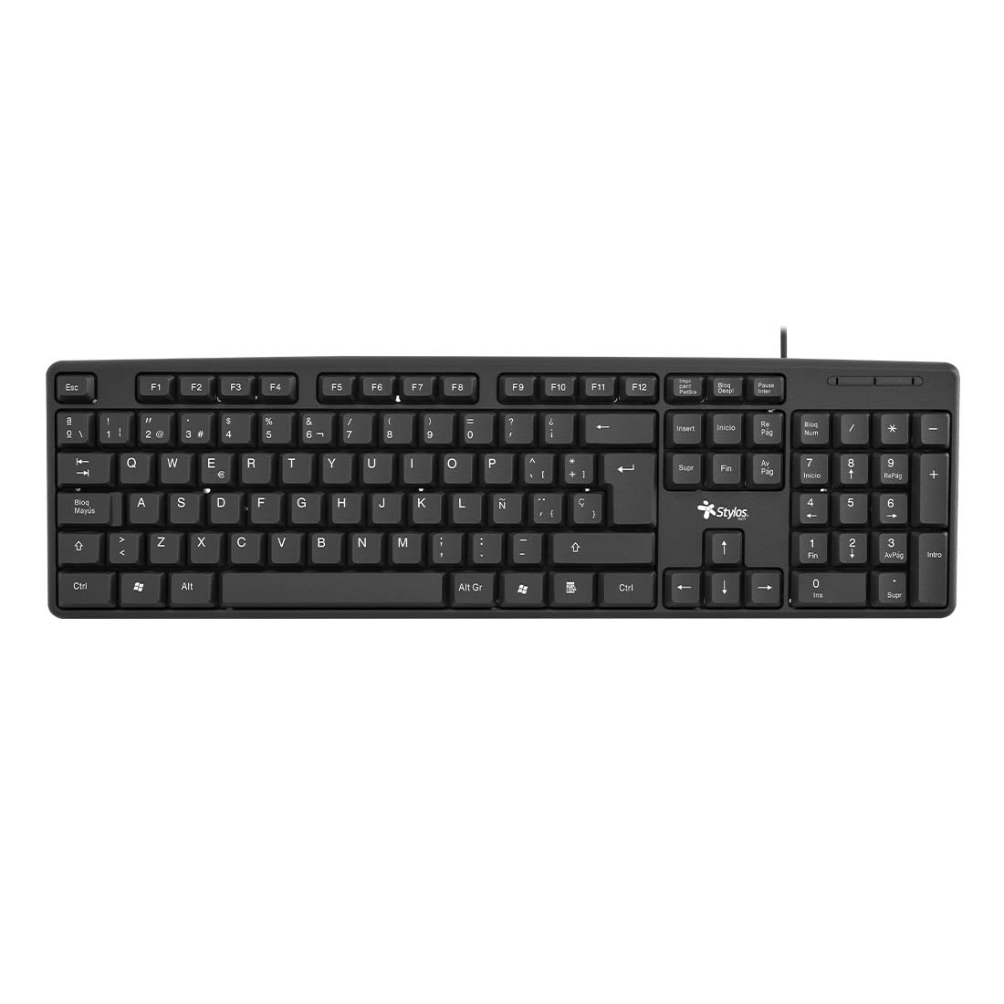 TECLADO ALAMBRICO STYLOS (STPTEC5B) MEMBRANA, 105 TECLAS, USB, NEGRO