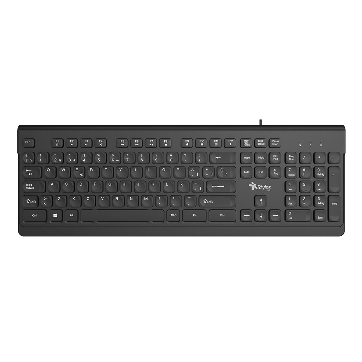 TECLADO ALAMBRICO STYLOS (STPTEC6B) MEMBRANA, 104 TECLAS, USB, NEGRO