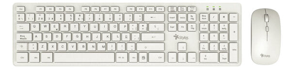 KIT TECLADO Y MOUSE INALAMBRICO STYLOS (STPKTM5W),105 TECLAS,MOUSE 2 BOTONES,1600DPI,USB N