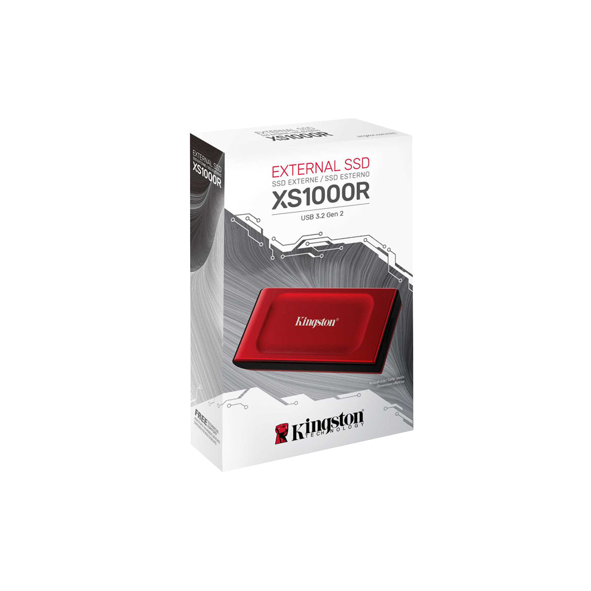 UNIDAD SSD EXTERNO KINGSTON 1TB (SXS1000R/1000G) XS1000, 3.2 TIPO C,ROJO