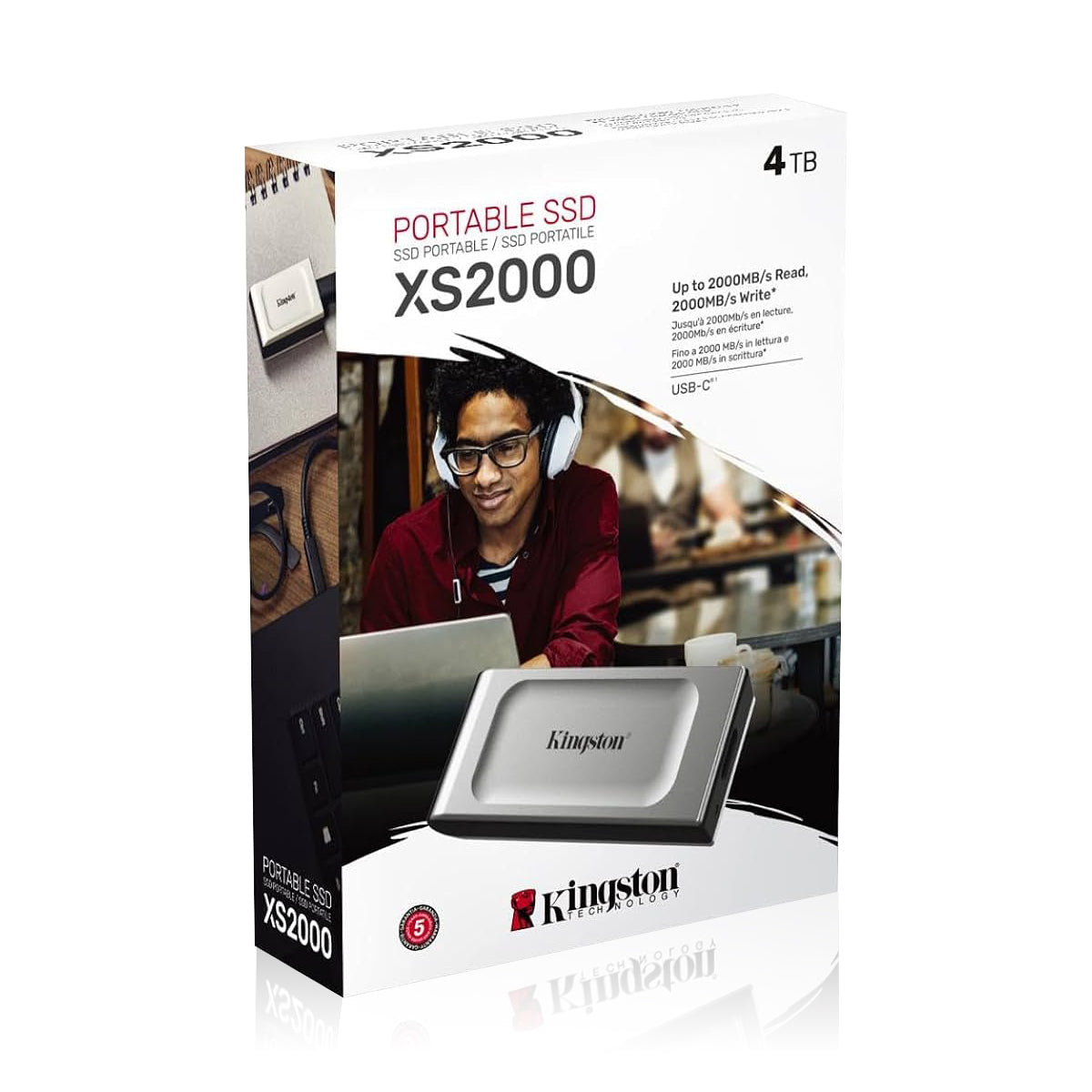UNIDAD SSD EXTERNO KINGSTON 4TB (SXS2000/4000G) XS2000, USB 3.2 TIPO C, NEGRO/PLATA-2