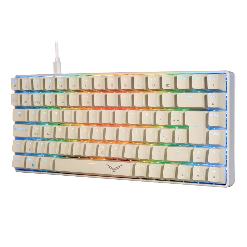 TECLADO MECANICO NACEB (NA-0970) GAMER BASILISK, RGB, 80%, COMPACTO, 84 TECLAS, GRAY
