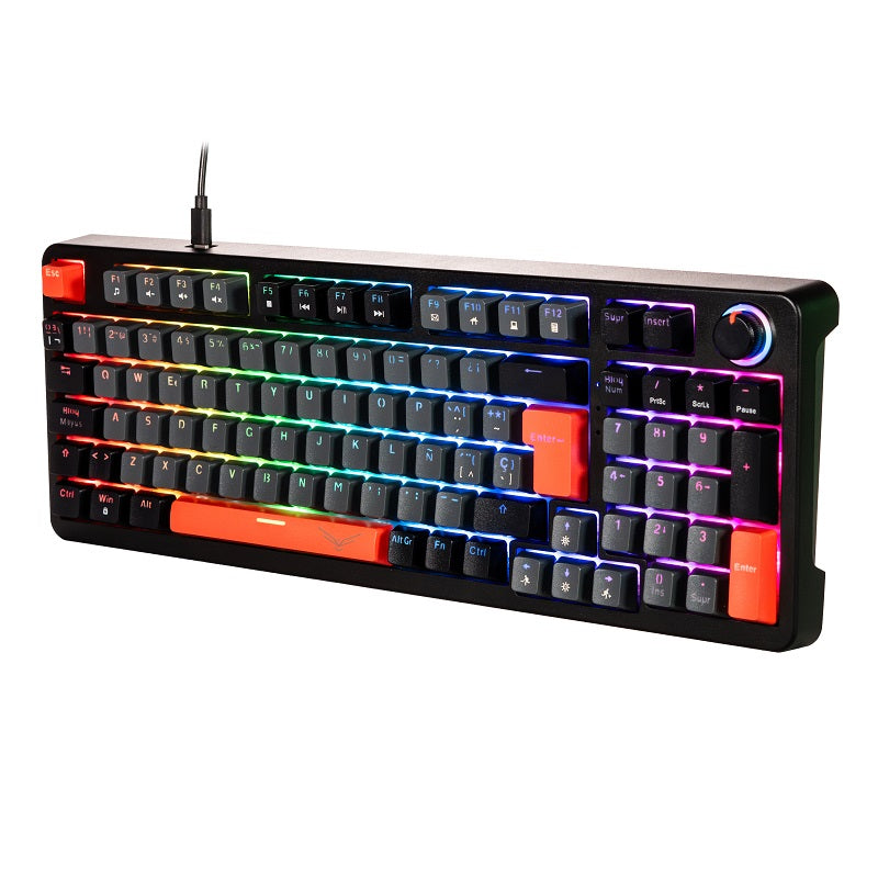 TECLADO MECANICO NACEB (NA-0972G) GAMER, RED PHYTON, SWITCH BROWN, RGB