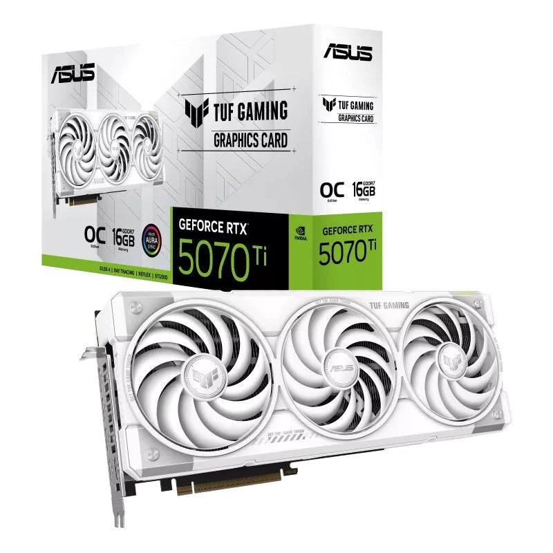 TARJETA DE VIDEO ASUS (TUF-RTX5070TI-O16G-WHITE-GAMING) 16GB GDDR7, 256BIT, PCI-E 5.0,2*HDMI,3*DP2.1B,TRI FAN