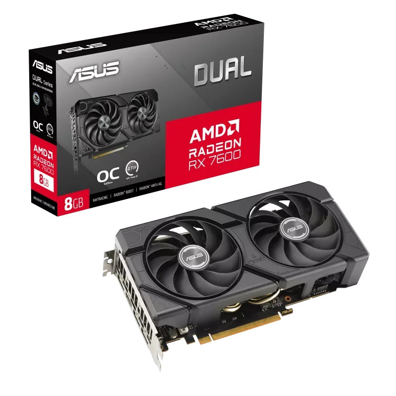 TARJETA DE VIDEO ASUS (DUAL-RX7600-O8G-EVO) 8G GDDR6, 128BIT, PCI-E 4.0,HDMI,3*DP