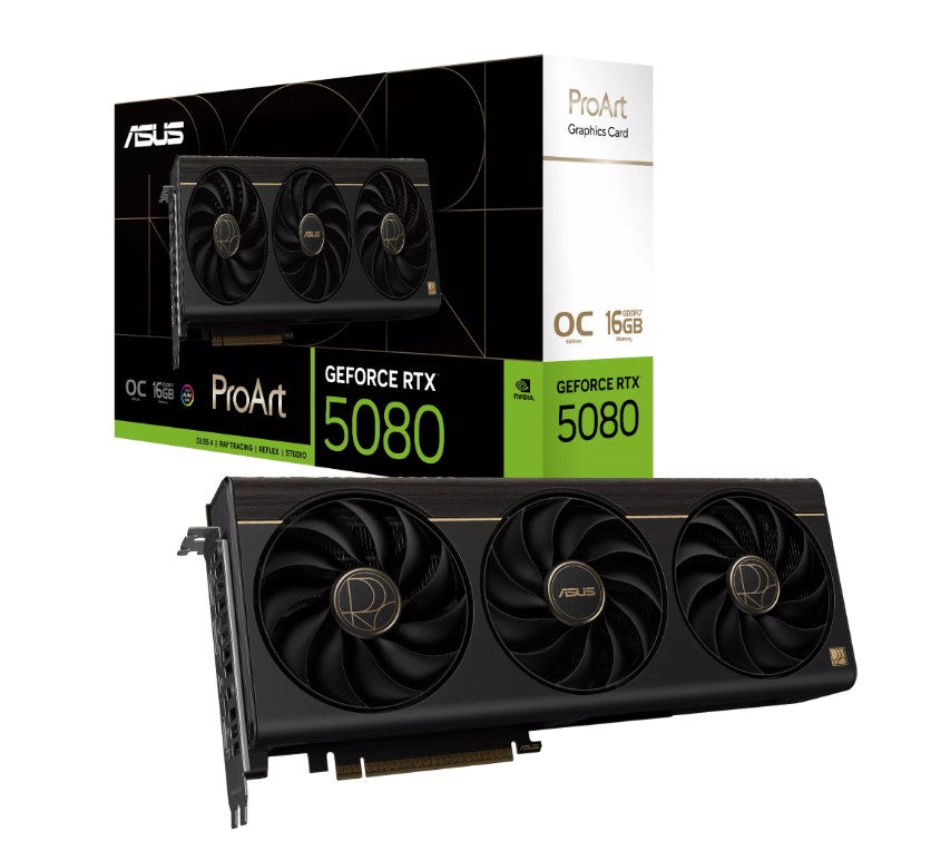TARJETA DE VIDEO ASUS (PROART-RTX5080-O16G) 16GB GDDR7, 256BIT, PCI-E 5.0, HDMI,2*DP, 1*USB TIPO C-1