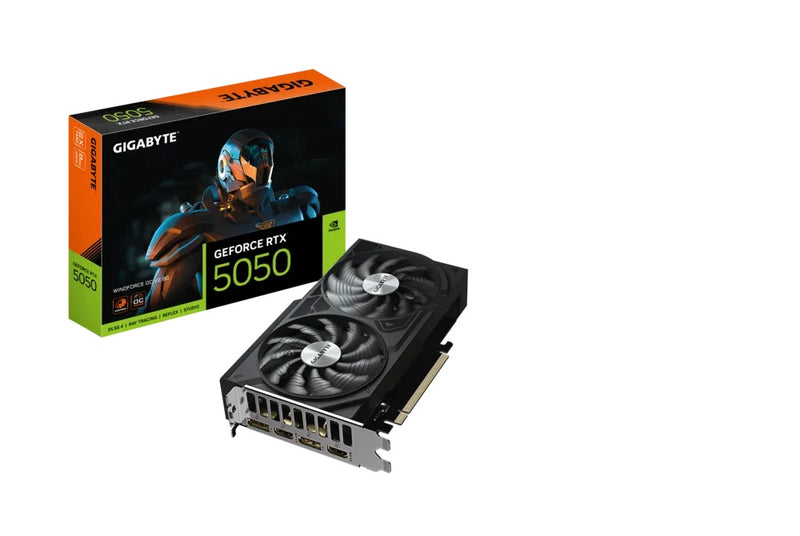 TARJETA DE VIDEO GIGABYTE (GV-N5050WF2OCV2-8GD) RTX 5050, 8GB GDDR6,PCIE 5.0,2*HDMI,2*DP,2FAN-1