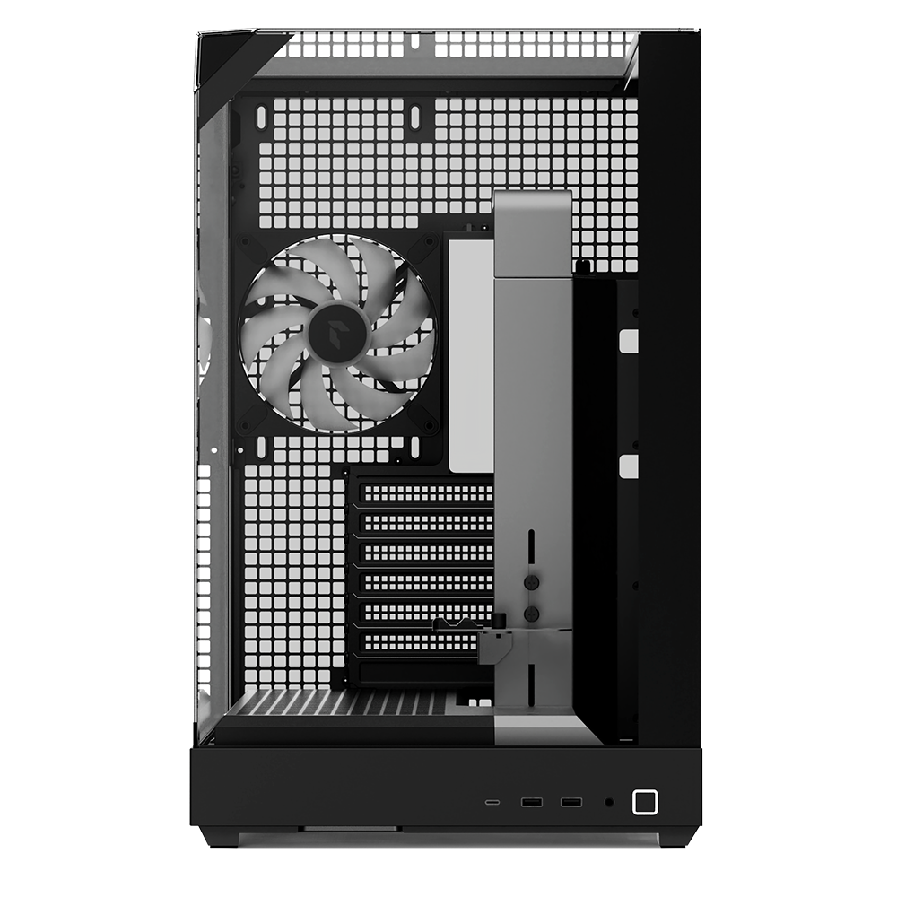 GABINETE APNX (V2-BK-V1) MEDIA TORRE, CRISTAL TEMPLADO, NEGRO