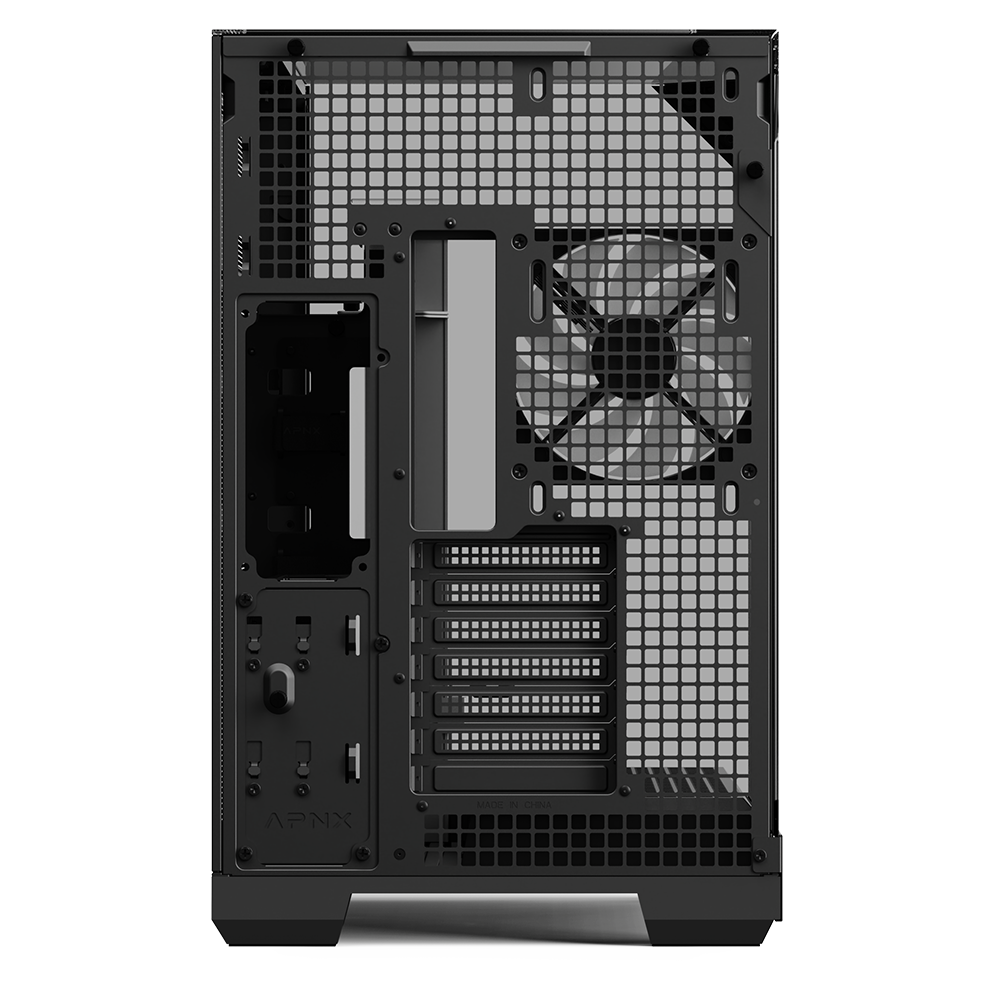 GABINETE APNX (V2-BK-V1) MEDIA TORRE, CRISTAL TEMPLADO, NEGRO