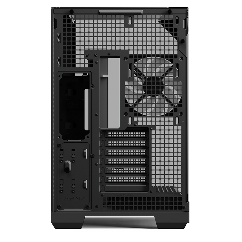 GABINETE APNX (V2-BK-V1) MEDIA TORRE, CRISTAL TEMPLADO, NEGRO