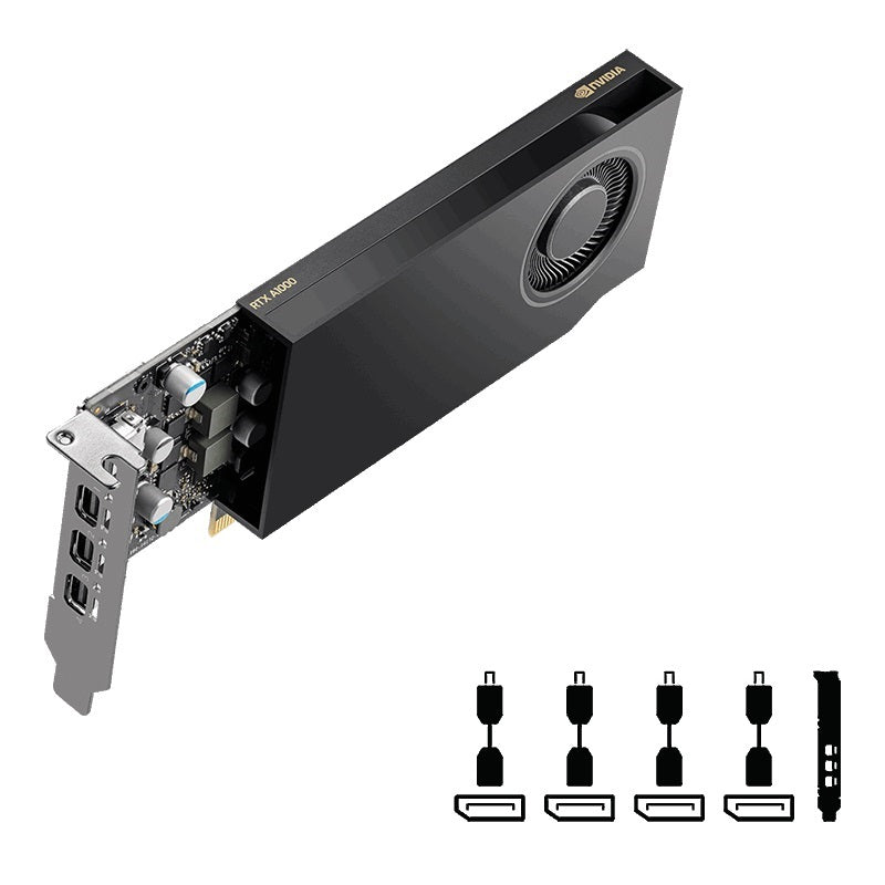 TARJETA DE VIDEO PNY (VCNRTXA400ATX-PB) NVIDIA RTX A400ATX,4GB GDRR6,4*MDP,49BITS,24TC,768 CC