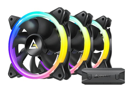VENTILADOR P/GABINETE ANTEC (NEON 120 ARGB_3PK) PAQ 3 FAN ARGB 120MM,CONTROLADOR,1600 RPM,NEGRO