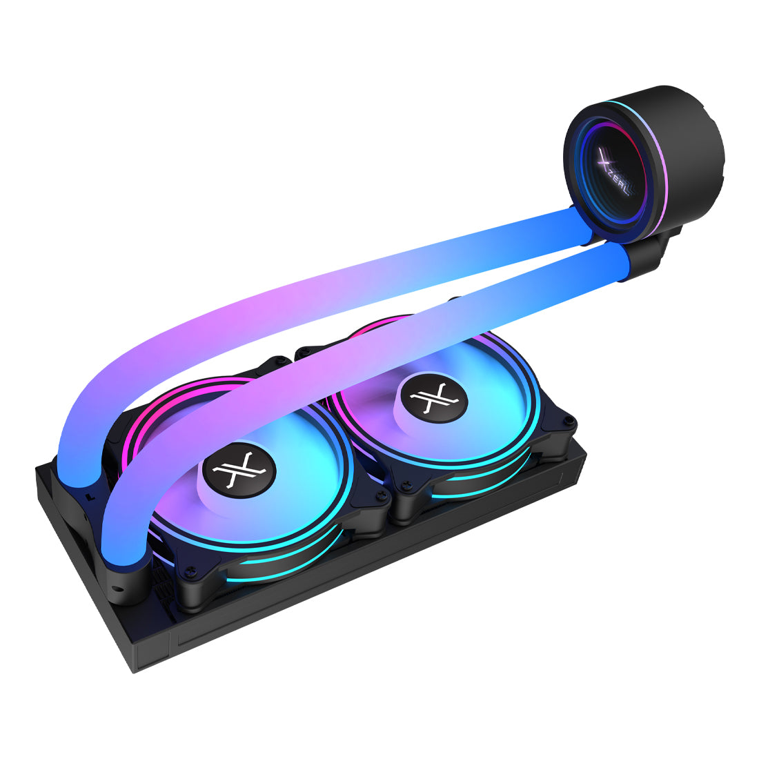 VENTILADOR P/CPU XZEAL (XZCO413B) XZ413,ARGB,ENFRIAMIENTO LIQUIDO,2 FAN,120MM,NEGRO