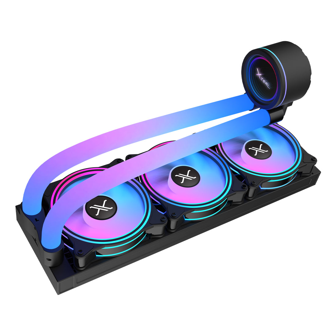 VENTILADOR P/CPU XZEAL (XZCO414B) ARGB, ENFRIAMIENTO LIQUIDO. 3 VENT, 360MM, NEGRO