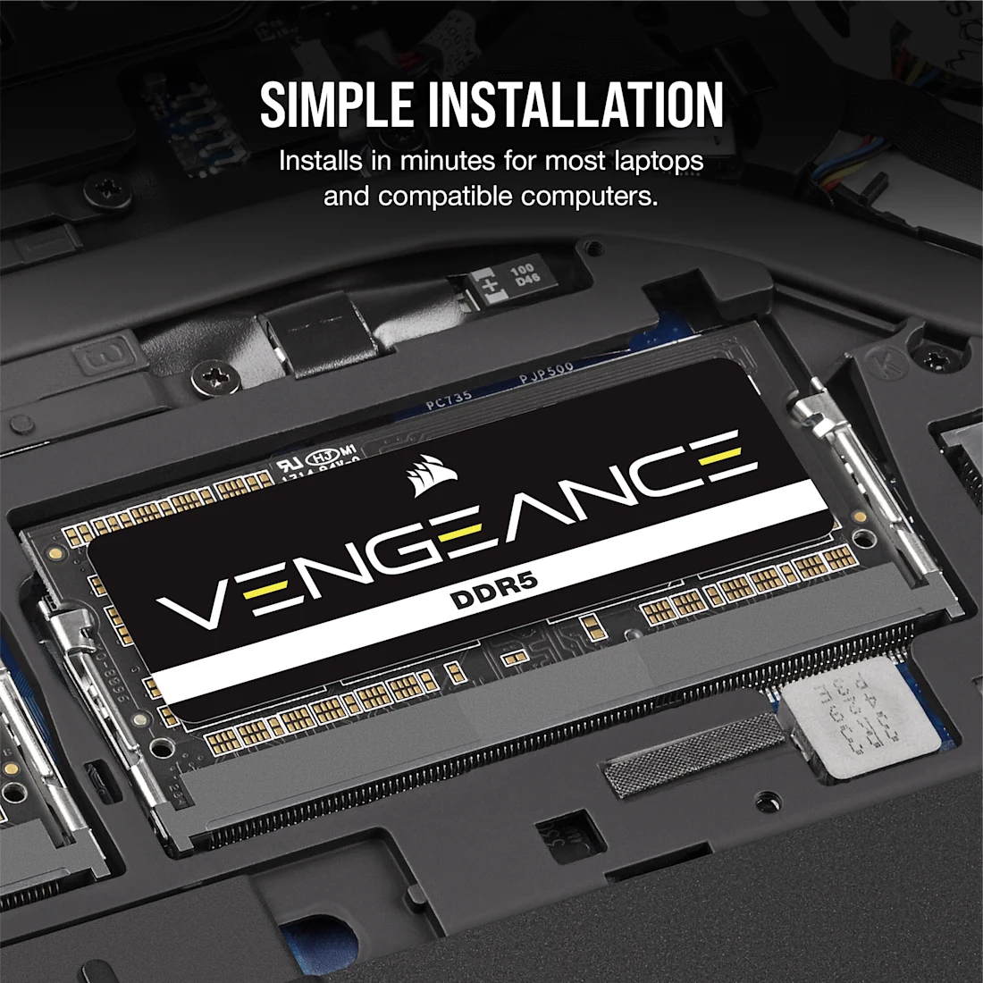 MEMORIA SODIMM DDR5 CORSAIR (CMSX8GX5M1A4800C40) 8GB 2800MT/S (1X8GB) NEGRO, 1.1V