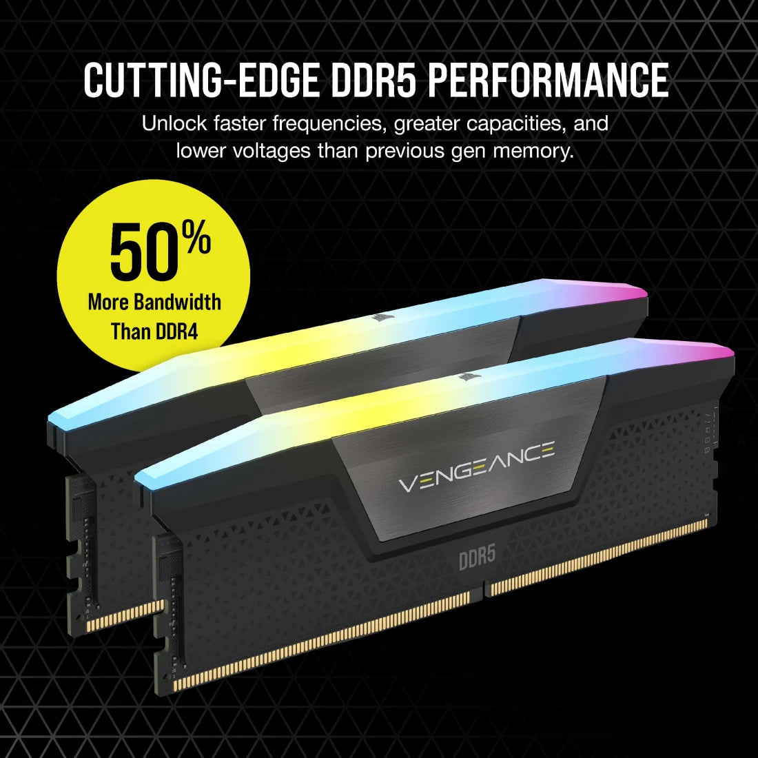 MEMORIA SODIMM DDR5 CORSAIR (CMH64GX5M2D6000C40) 64GB 6000MT/S (2X32GB) VENGEANCE RGB LED, NEGRO, 1.35-2