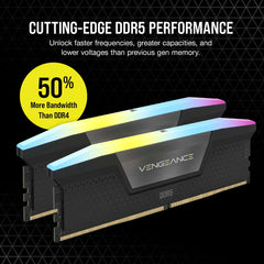 MEMORIA SODIMM DDR5 CORSAIR (CMH64GX5M2D6000C40) 64GB 6000MT/S (2X32GB) VENGEANCE RGB LED, NEGRO, 1.35-2