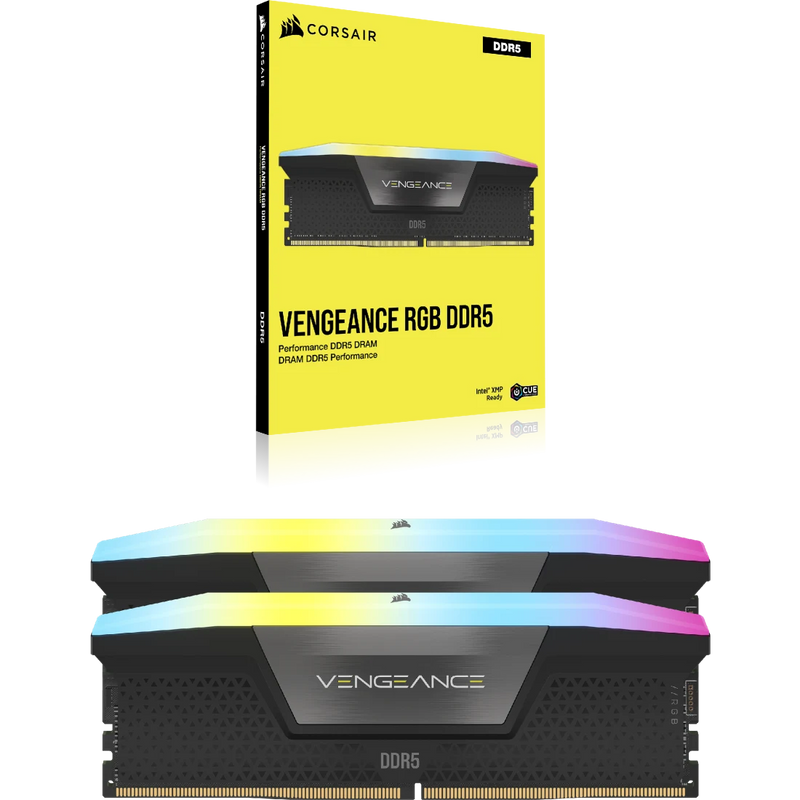 MEMORIA SODIMM DDR5 CORSAIR (CMH64GX5M2D6000C40) 64GB 6000MT/S (2X32GB) VENGEANCE RGB LED, NEGRO, 1.35-3