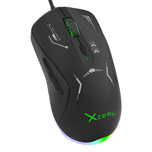 MOUSE XZEAL (XSAMGA2B) XST-401, 6 BOTONES, RGB, 7200DPI, USB 1.5 M, NEGRO