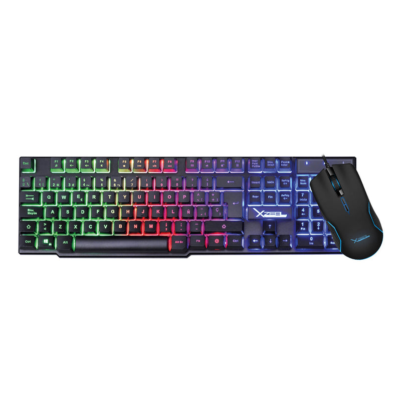 KIT TECLADO Y MOUSE XZEAL (XSKTALRW1B) ALAMBRICO, MOUSE 6 BOTONES, 3200DPI, NEGRO, RETROIL