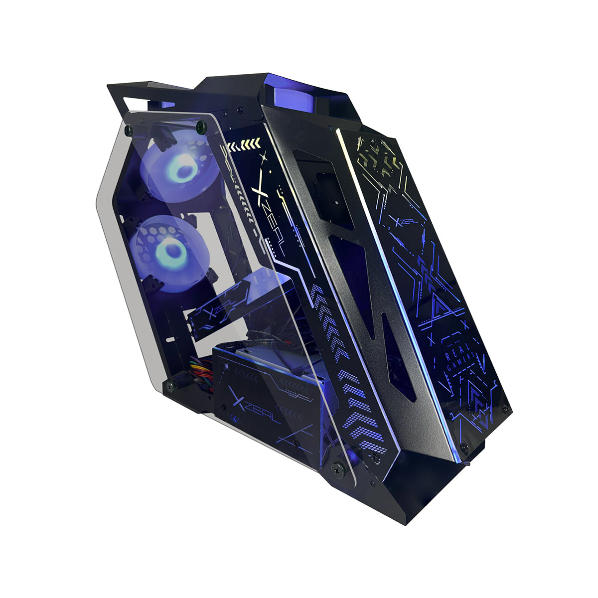 GABINETE XZEAL (XZGAIRRGBB) IRO2, MICRO ATX, CRISTAL+METAL,4*VENT ARGB,SIN FUENTE. NEGRO-1