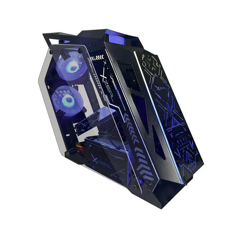 GABINETE XZEAL (XZGAIRRGBB) IRO2, MICRO ATX, CRISTAL+METAL,4*VENT ARGB,SIN FUENTE. NEGRO-1