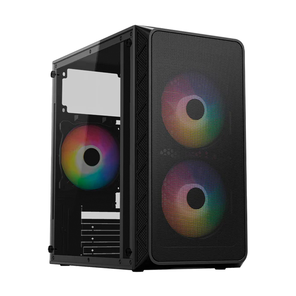 GABINETE ACTECK (AC-939249) DOOM PRO MESH GI730M,MICRO ATX,1*USB 3.0,FRENTE MALLA,3 FAN RGB,NEGRO-1