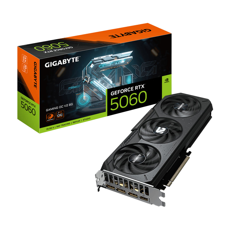 TARJETA DE VIDEO GIGABYTE (GV-N5060GAMING OCV2-8GD) RTX 5060,8GB GDDR7,PCIE 5.0,HDMI,3*DP,3 FAN