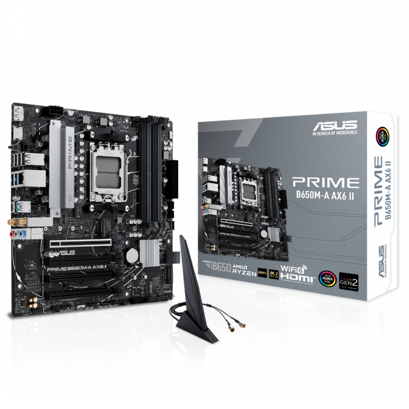 MOTHERBOARD ASUS (PRIME B650M-A AX II) SOCKET AM5,4*DDR5,HDMI,DP,VGA,PCIE-4.0,WIFI6,MICRO ATX-1