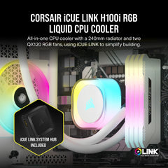 VENTILADOR P/CPU CORSAIR (CW-9061005-WW) ICUE LINK H100I RGB AIO,240MM,2 FAN,BLANCO-2
