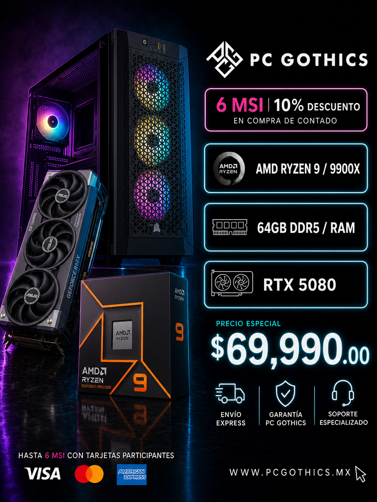 PC Cortex IA - Ryzen 9 9900X + 64 GB RAM DDR5 + 5080 16 GB