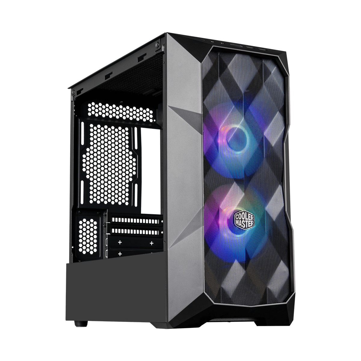 GABINETE COOLER MASTER (TD300-KGNN-S00) TD300 MESH,NEGRO,DUAL FANS CF120MM ARGB,MINI TORRE,S/FUENTE