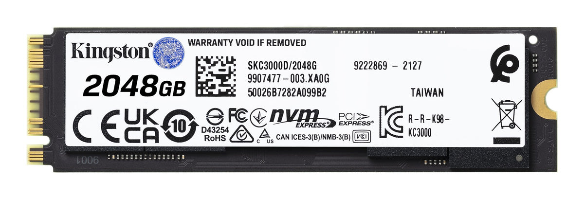 UNIDAD SSD M.2 KINGSTON 2TB (SKC3000D/2048G) KC3000 PCI EXPRESS 4.0, NVME, 2280