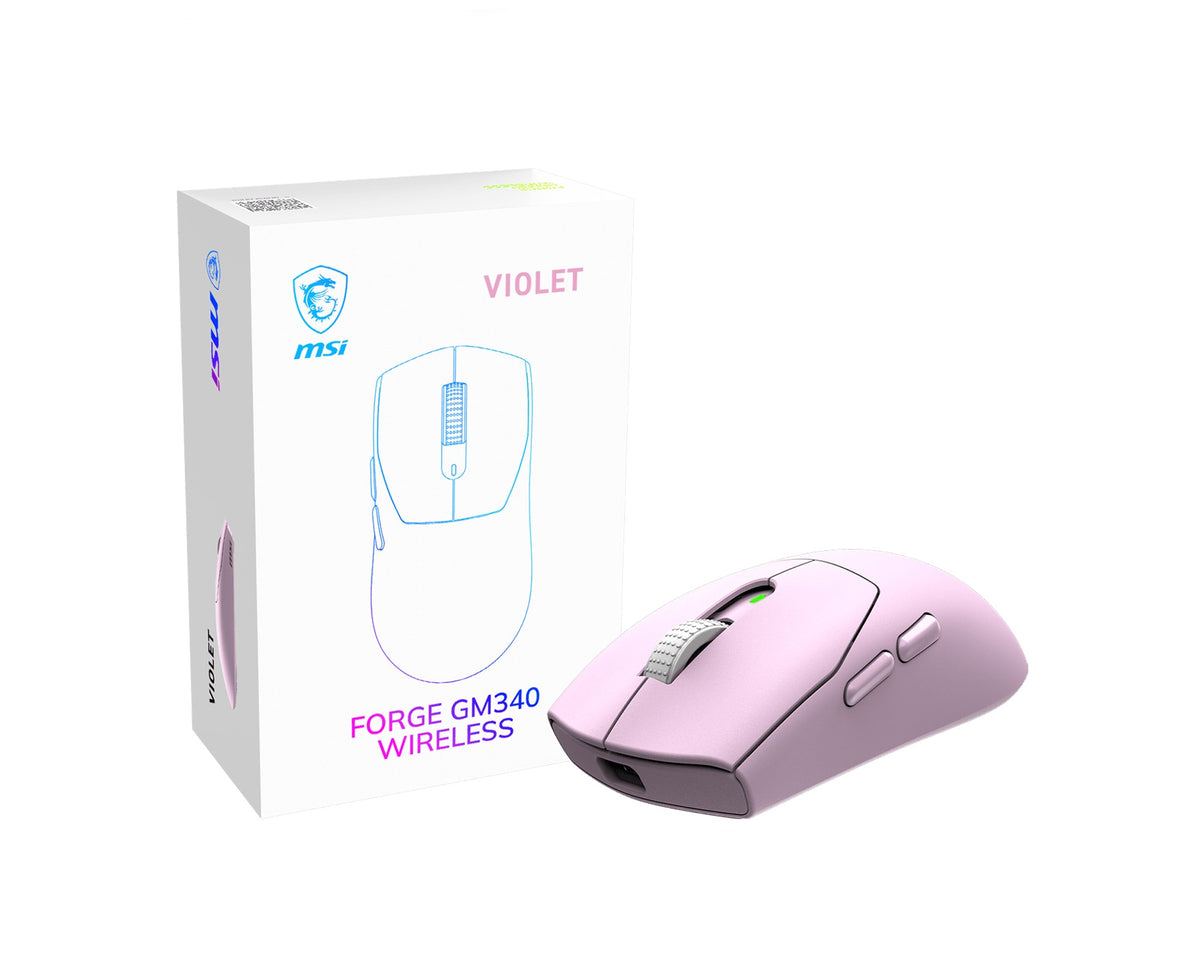 MOUSE MSI (FORGE GM340 W VIOLET)12000 DPI,6 BOTONES,WIRELESS, COLOR VIOLETA