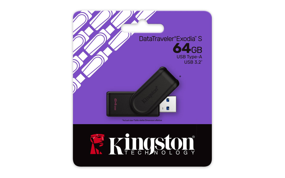 MEMORIA USB KINGSTON (DTXS/64GB) 64GB DATA TRAVELER EXODIA S, PLASTICA, NEGRO USB-A 3.0